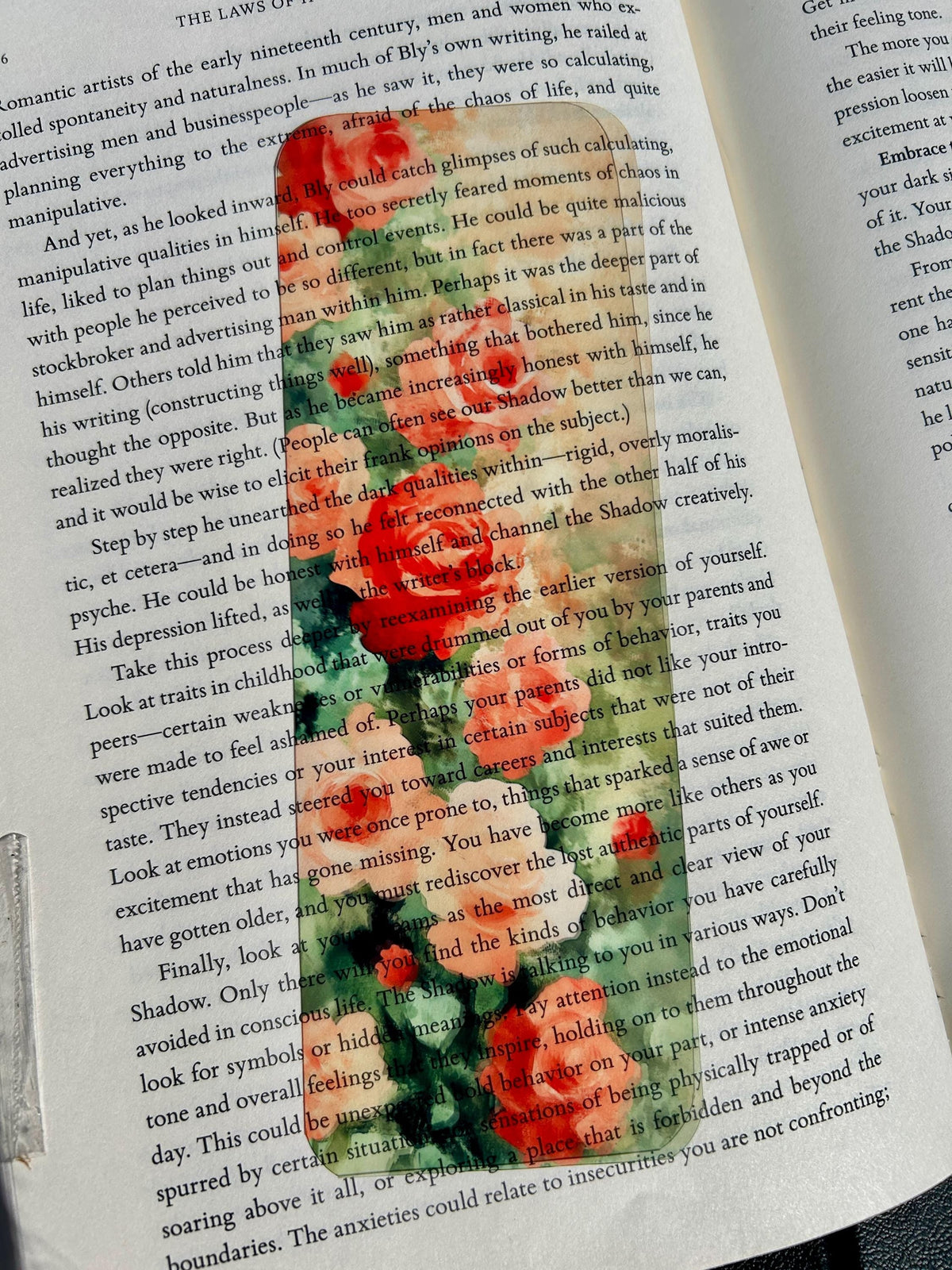 Rose Garden Bookmark, Soft Watercolor Red & Blush Roses, Dreamy Floral Gift for Romantic Readers