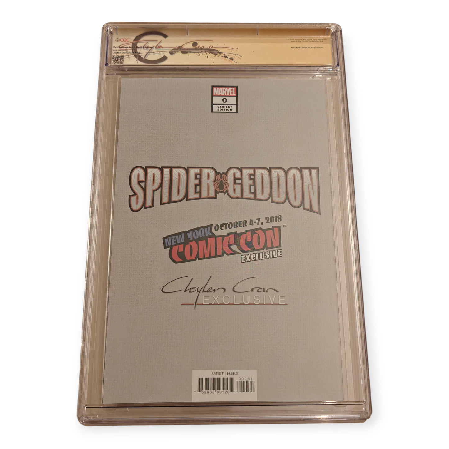 Spider-Geddon #0 NYCC 2018 Exclusive CGC SS 9.8 Clayton Crain Infinity Sig Variant