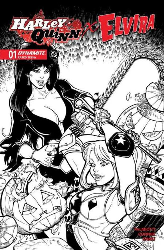 Harley Quinn X Elvira #1 Cover O 1 in 10 Chad Hardin Line Art Variant