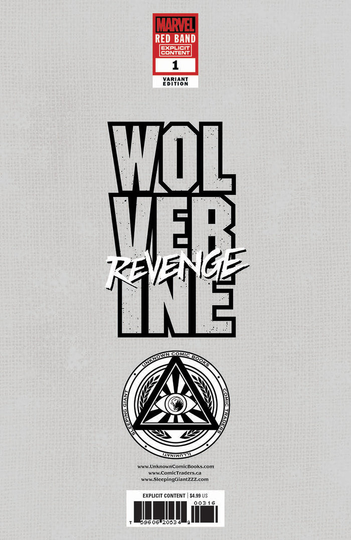 [Signed by Hickman] Wolverine: Revenge - Red Band #1 Unknown Comics Lee Exclusive Var Explicit Content [INST]