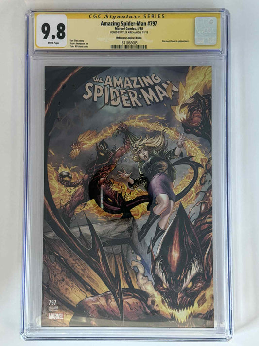 [Signed by Tyler Kirkham] Amazing Spider-Man #797 CGC 9.8 Yellow Label Exclusive Var
