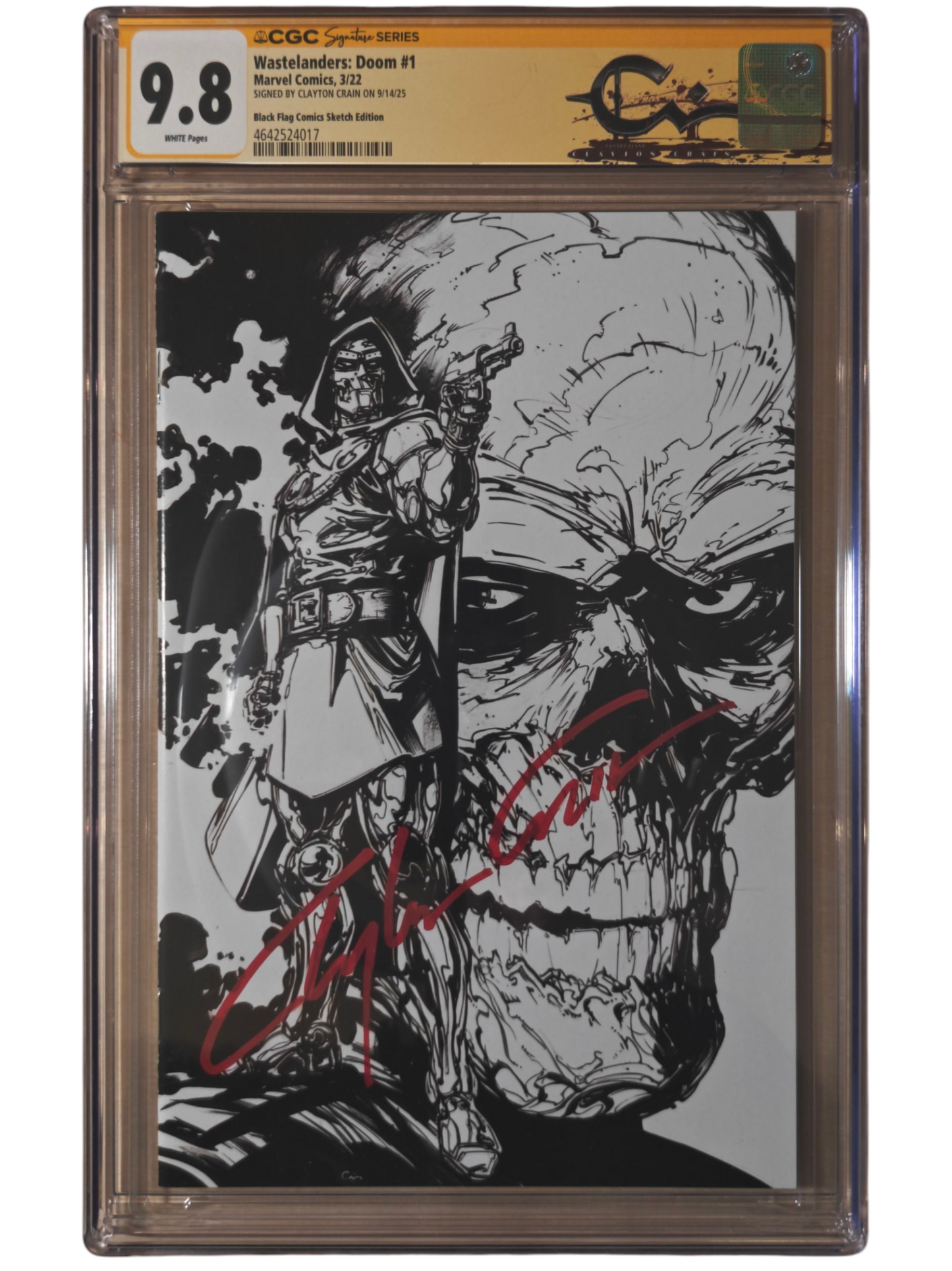 Wastelander Doom Exclusive Virgin Sketch Variant CGC 9.8 Clayton Crain Large Signature Series
