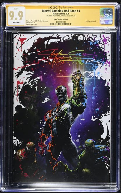 Marvel Zombies Red Band #3 CGC SS 9.9 Infinity Murder Signed & Sketched Crain