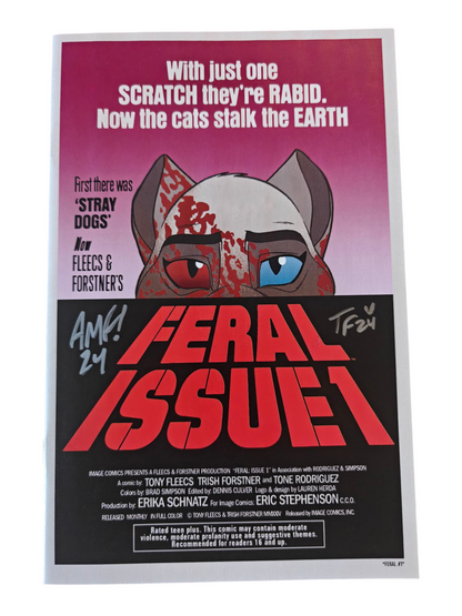 Feral #1 Dawn of The Dead Movie Poster Homage 2x Signed w/ COA