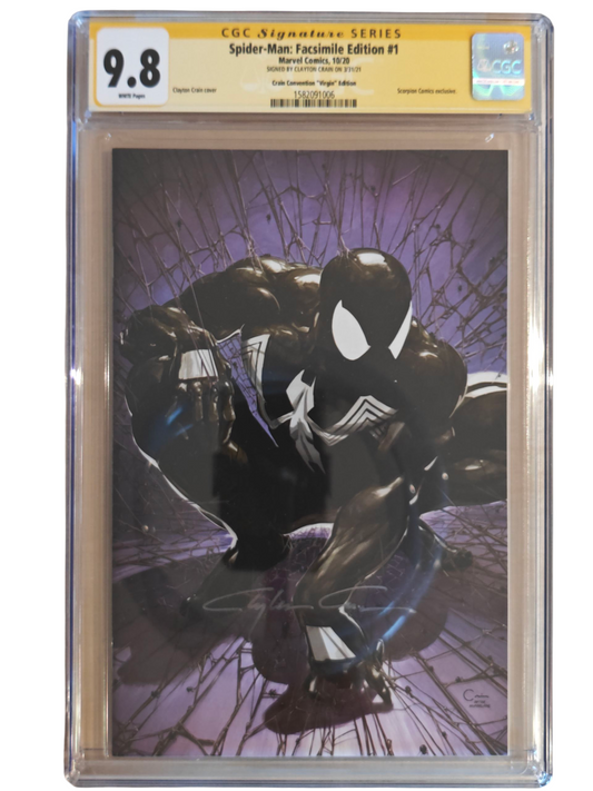 Spider-Man #1 Facsimile #1 Virgin Variant Scorpion Comics Exclusive CGC Signature Series Clayton Crain 9.8